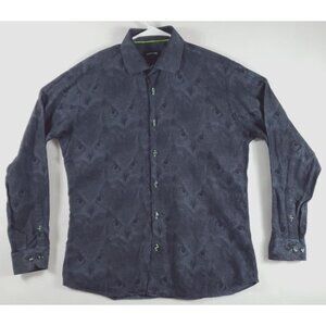 Jared Lang Shirt Mens Large Gray Owl Face Cotton Long Sleeve Regular Fit